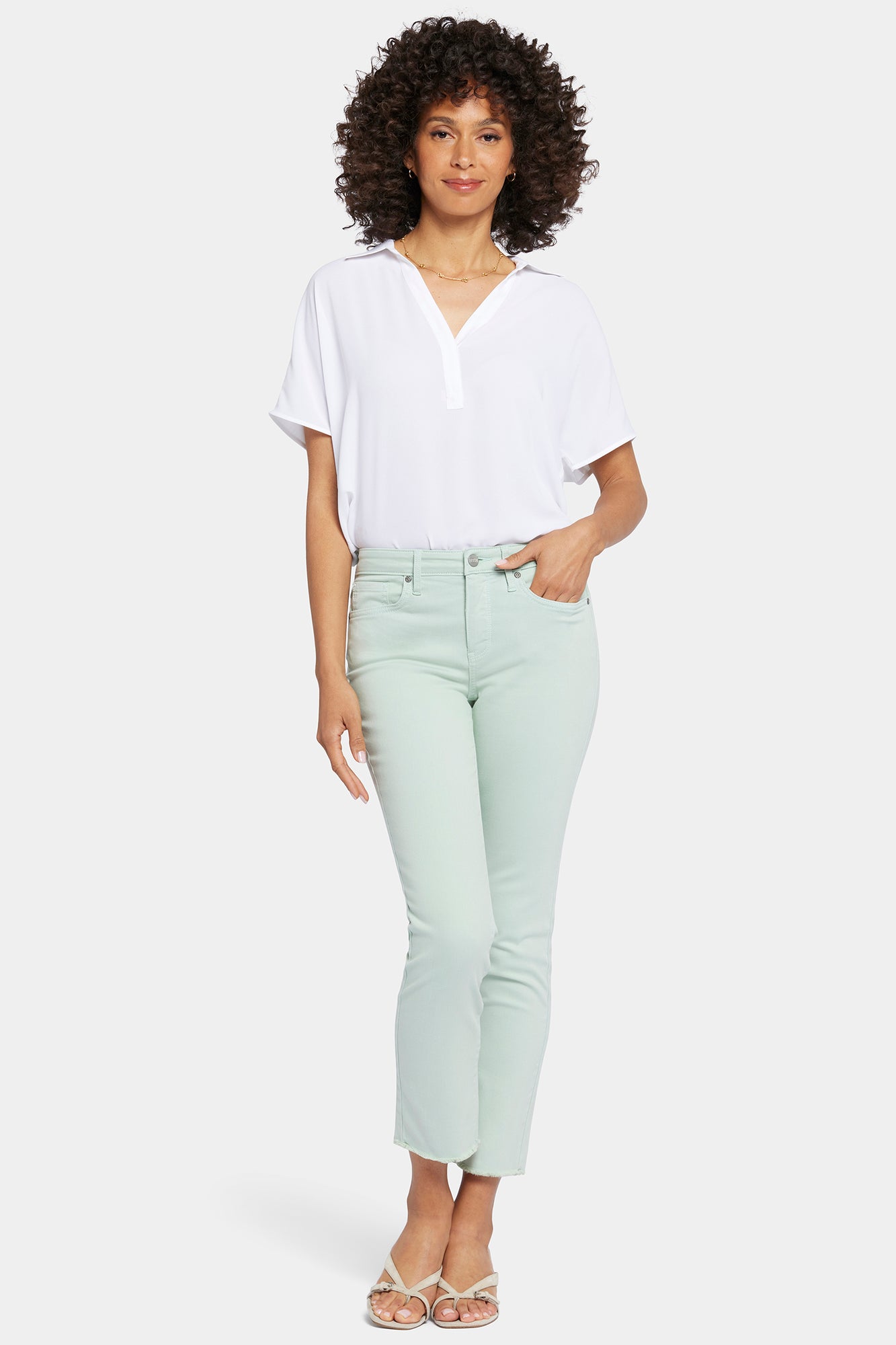 NYDJ Sheri Slim Ankle Jeans With Frayed Hems - Fantasy Dream