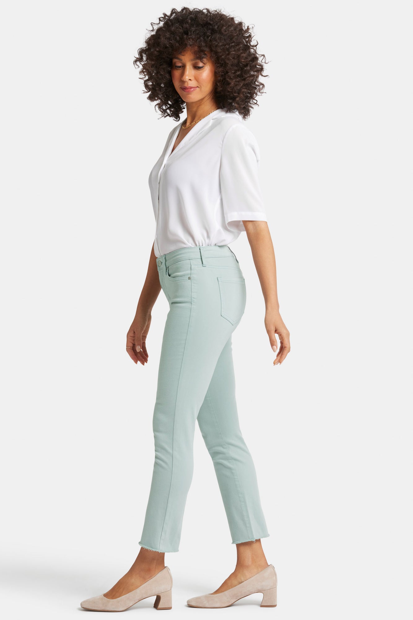 NYDJ Sheri Slim Ankle Jeans With Frayed Hems - Snowpass Mint