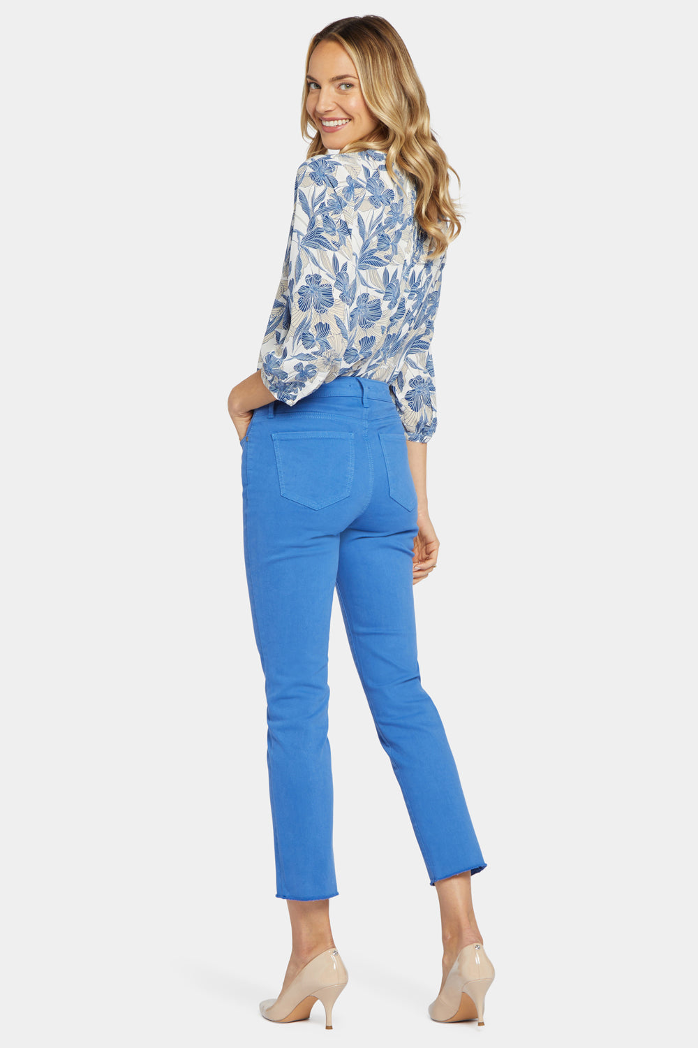 NYDJ Sheri Slim Ankle Jeans With Frayed Hems - Swing Blue