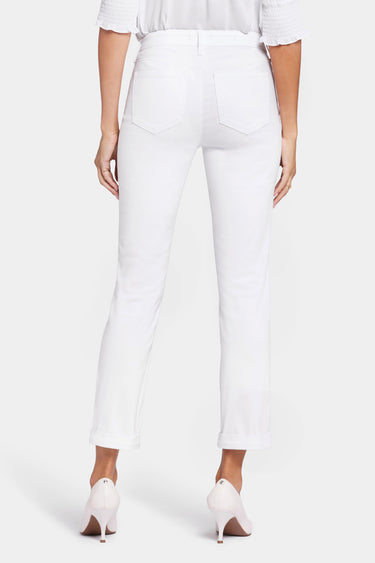 NYDJ Sheri Slim Ankle Jeans With Roll Cuffs - Optic White