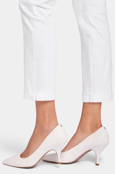 NYDJ Sheri Slim Ankle Jeans With Roll Cuffs - Optic White