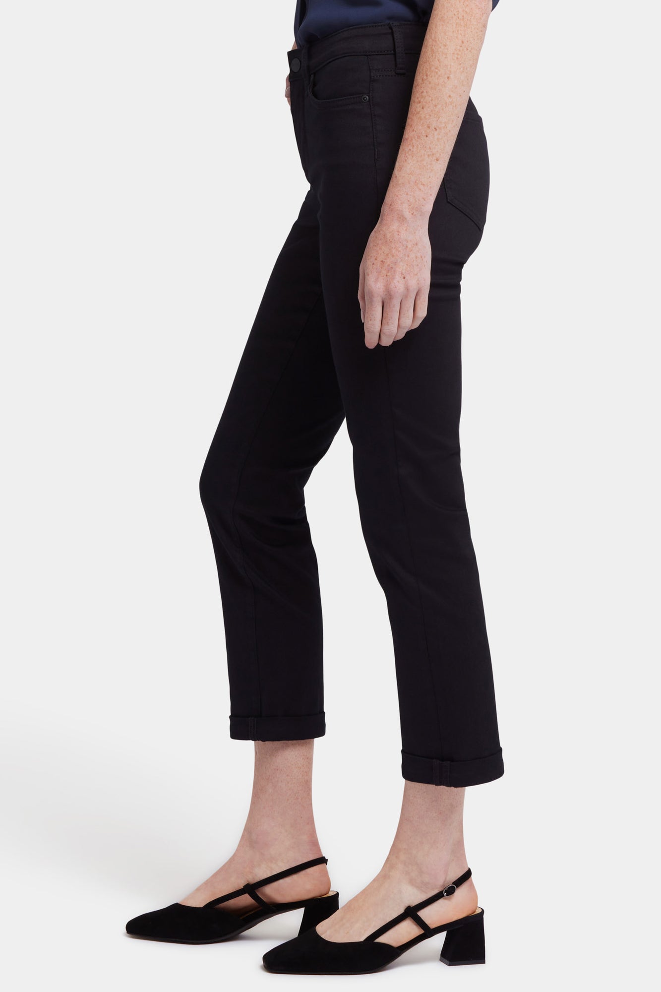 NYDJ Sheri Slim Ankle Jeans With Roll Cuffs - Black