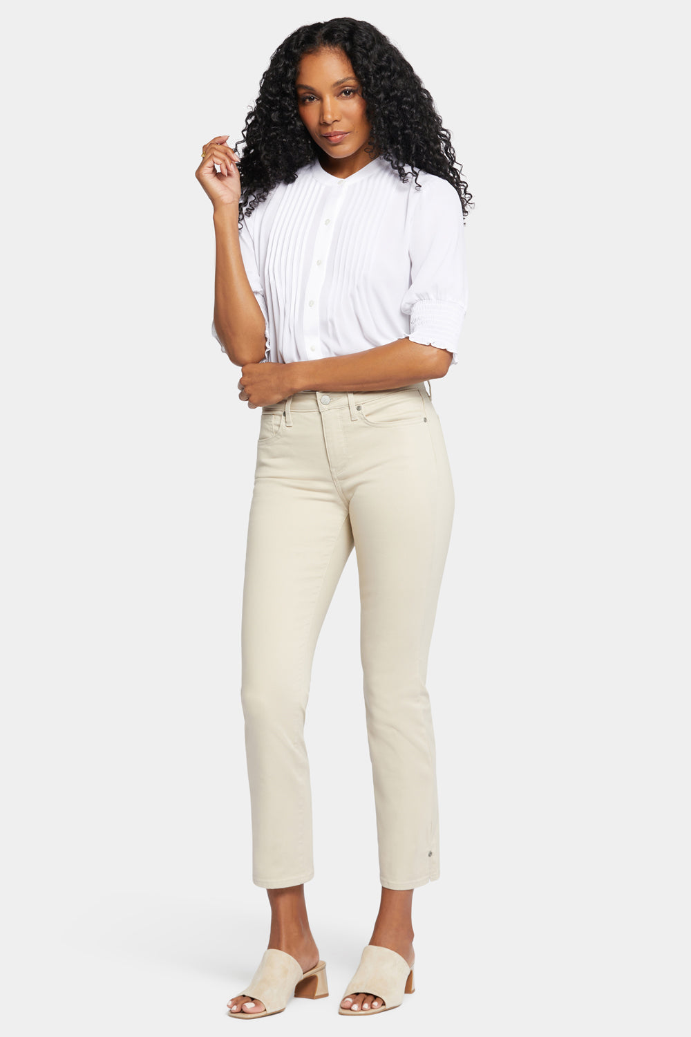 NYDJ Sheri Slim Ankle Jeans With Riveted Side Slits - Feather