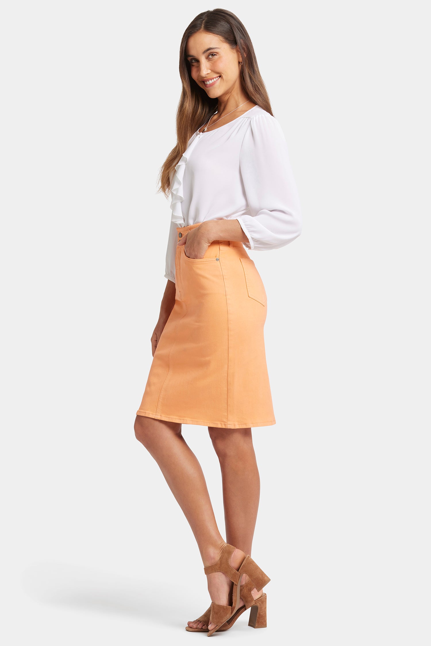 NYDJ High Waist Skirt  - Apricot Crush