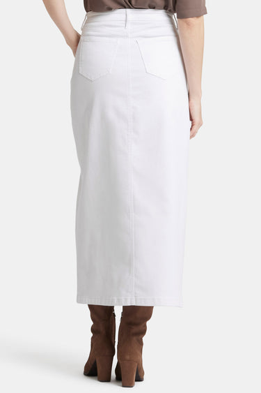 NYDJ High Rise Long Skirt With Center Front Slit - Optic White