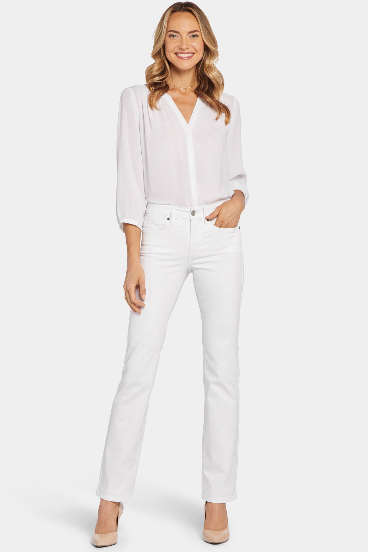 NYDJ Marilyn Straight Jeans  - White