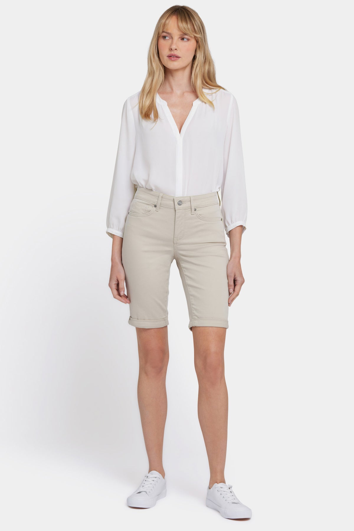 NYDJ Briella 11 Inch Jean Shorts With Roll Cuffs - Feather