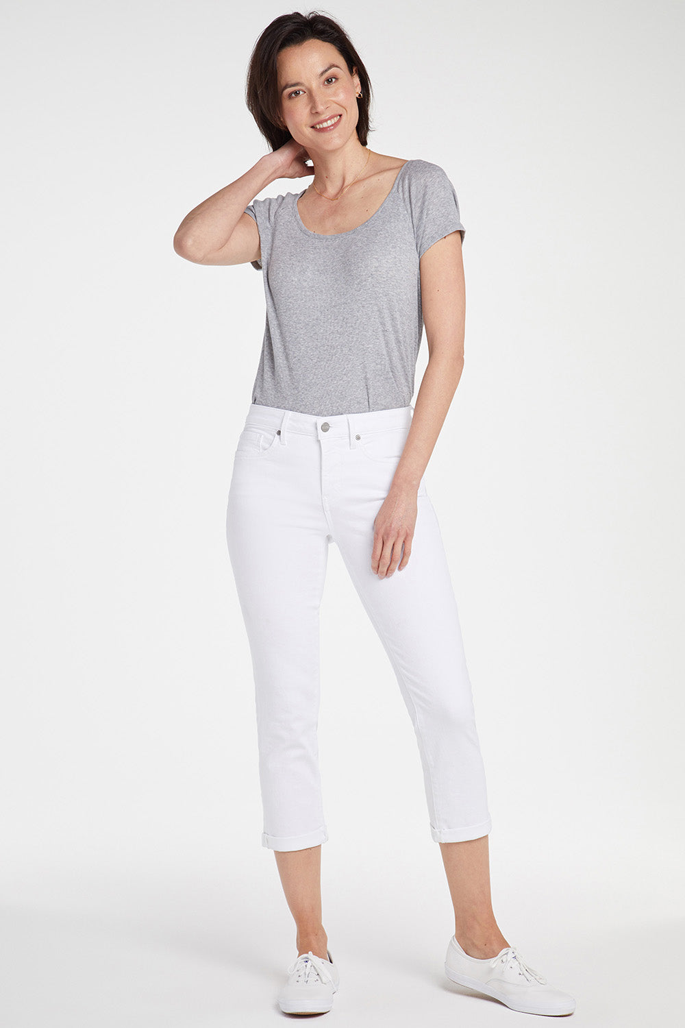 NYDJ Chloe Skinny Capri Jeans With Roll Cuffs - Optic White