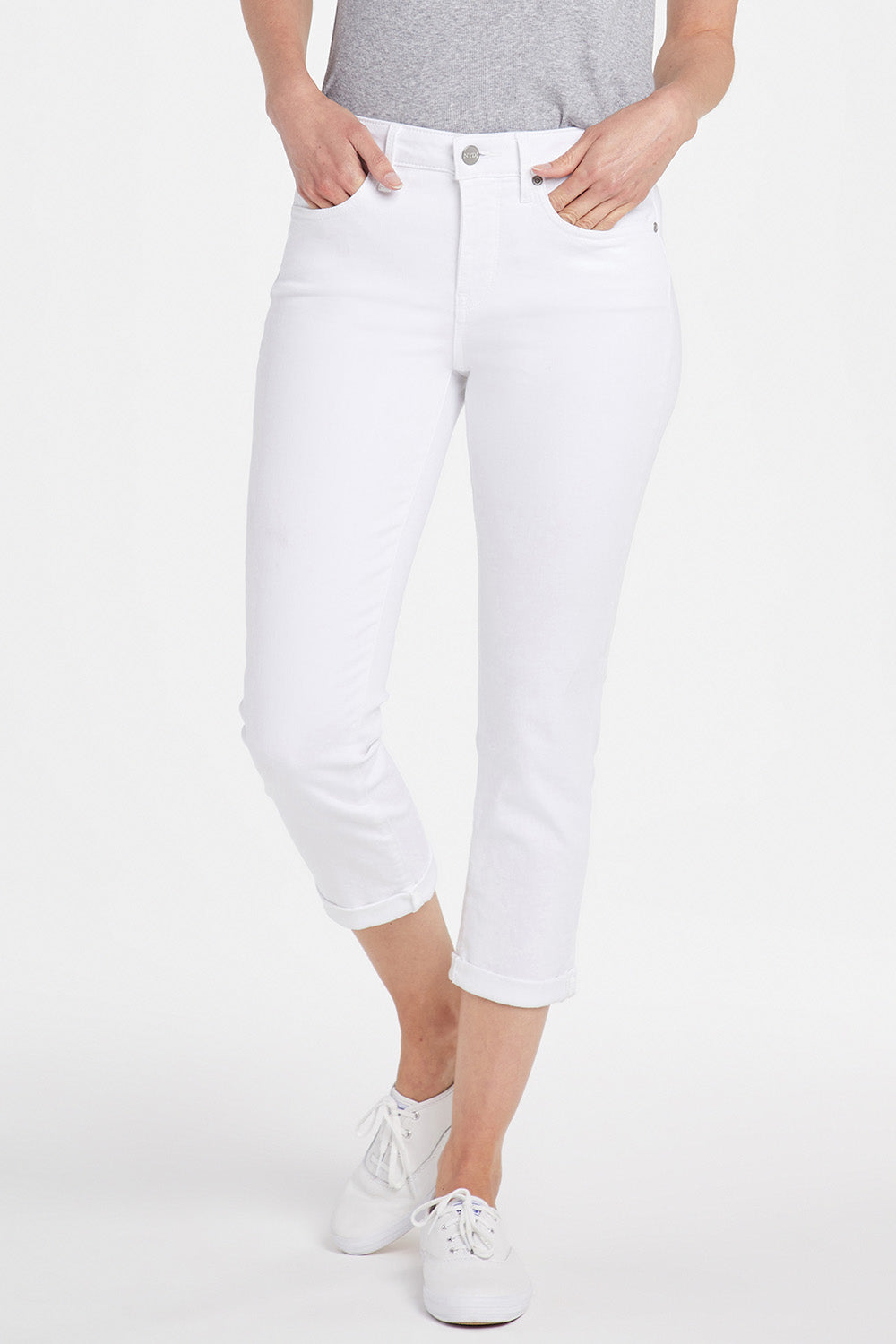 NYDJ Chloe Skinny Capri Jeans With Roll Cuffs - Optic White