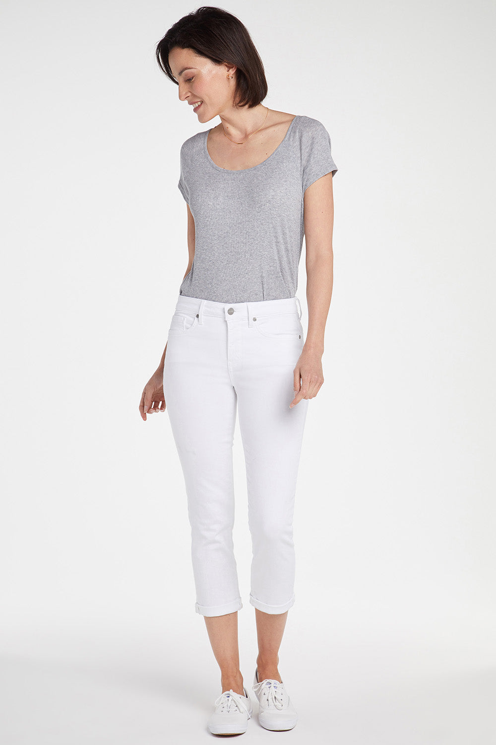 NYDJ Chloe Skinny Capri Jeans With Roll Cuffs - Optic White