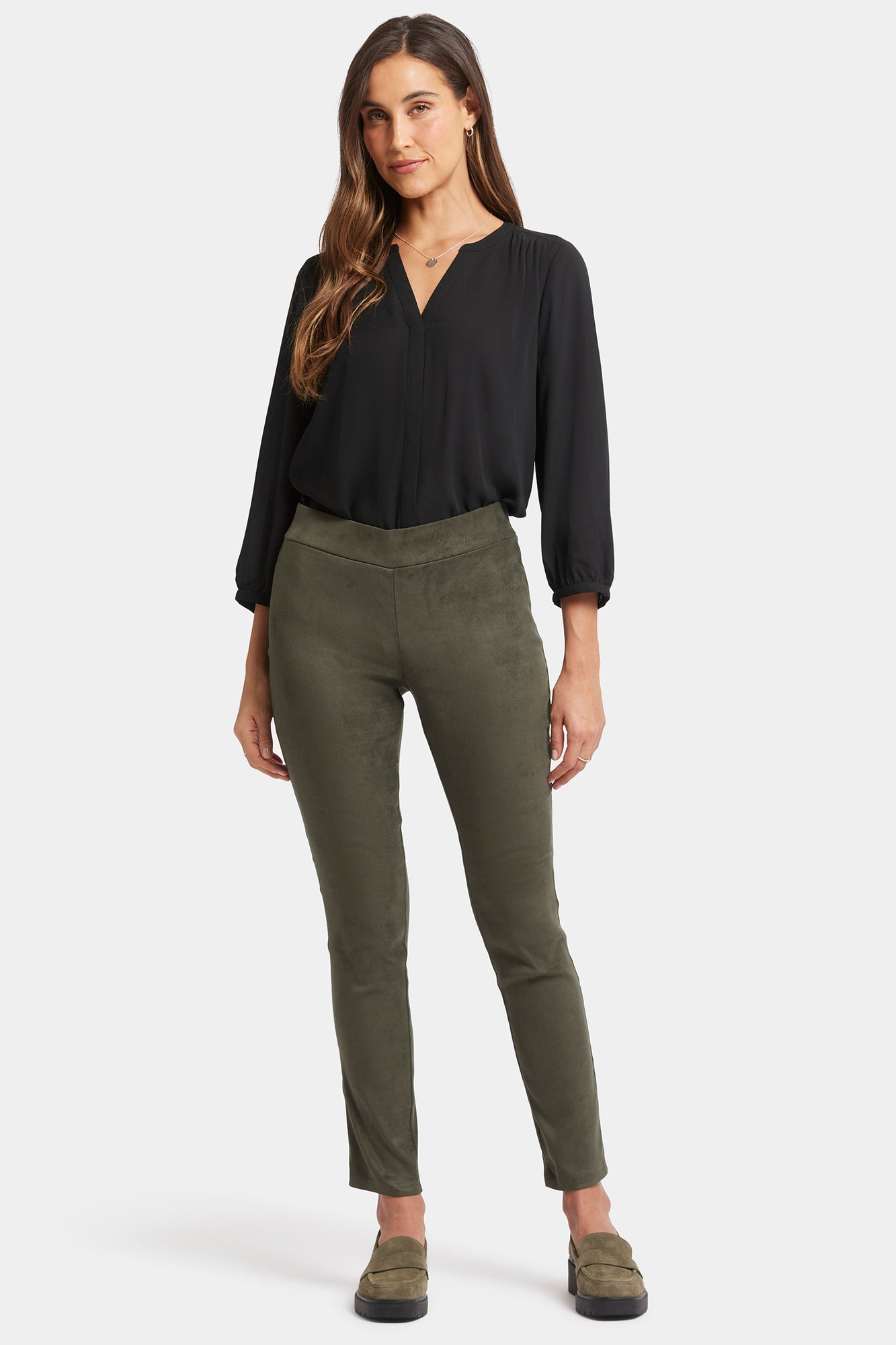 NYDJ Basic Legging Pants In Stretch Faux Suede - Vine Leaf