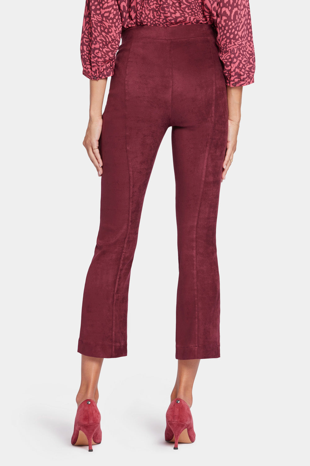 NYDJ Slim Bootcut Pull-On Pants In Stretch Faux Suede - Dark Cherry