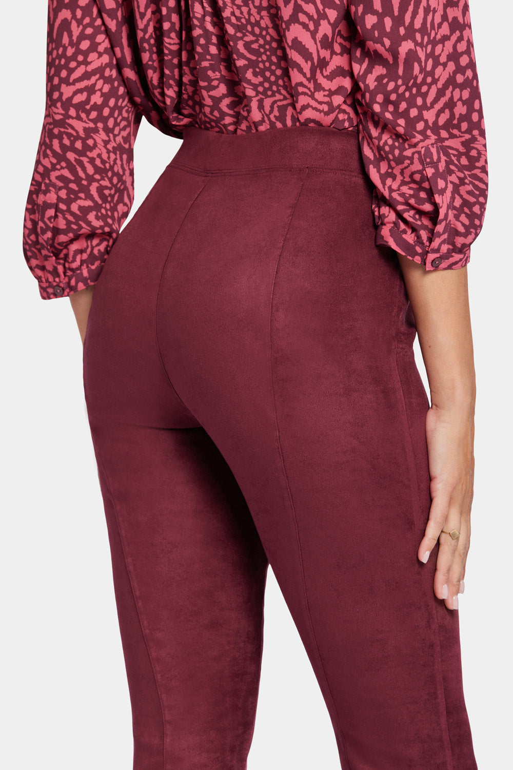 NYDJ Slim Bootcut Pull-On Pants In Stretch Faux Suede - Dark Cherry