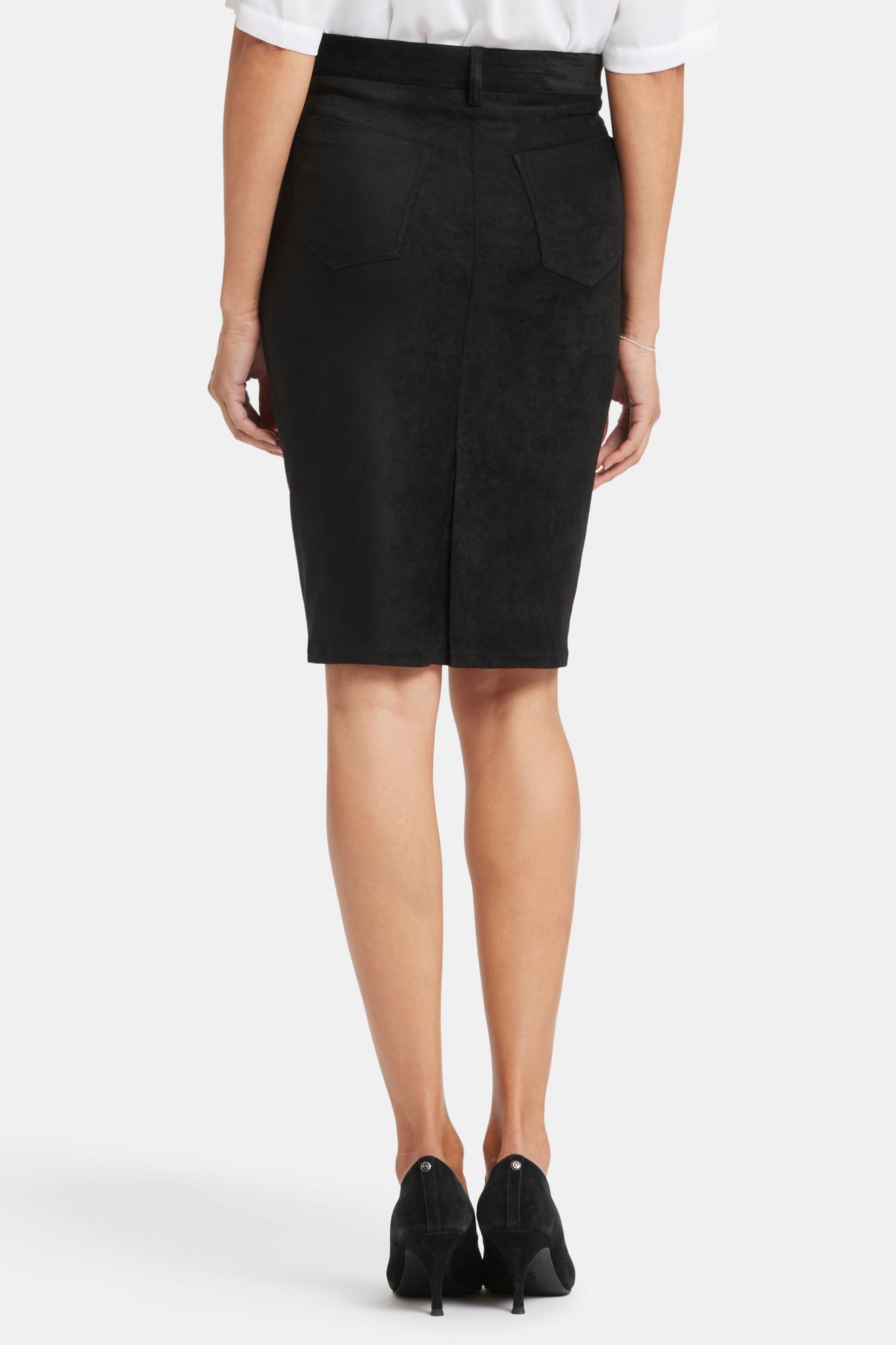 Black faux suede pencil skirt best sale