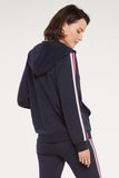 NYDJ Zip Front Hoodie With Sleeve Stripes Forever Comfort™ Collection - Oxford Navy