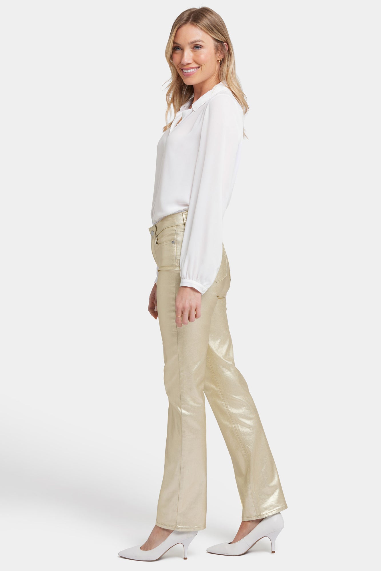 NYDJ Coated Marilyn Straight Jeans  - Gold Coated