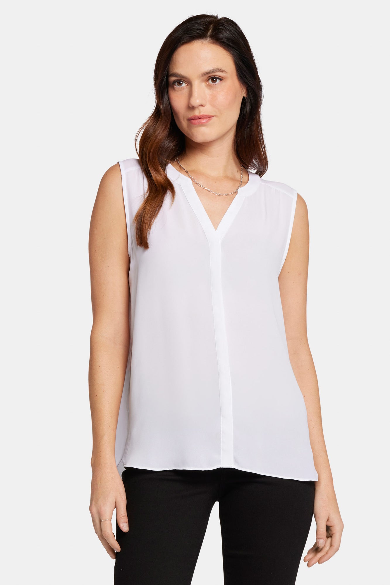 NYDJ Sleeveless Pintuck Blouse  - Optic White