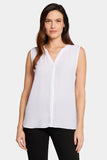 NYDJ Sleeveless Pintuck Blouse  - Optic White