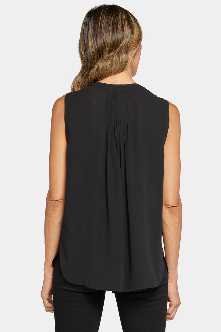NYDJ Sleeveless Pintuck Blouse  - Black