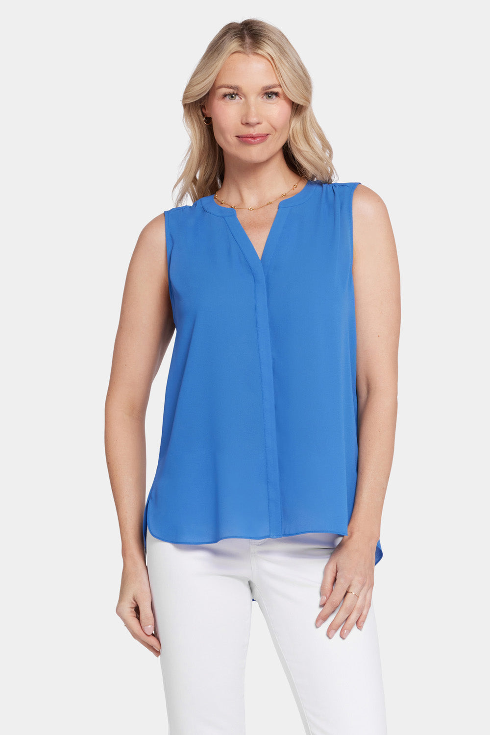 NYDJ Sleeveless Pintuck Blouse   - Greek Sea