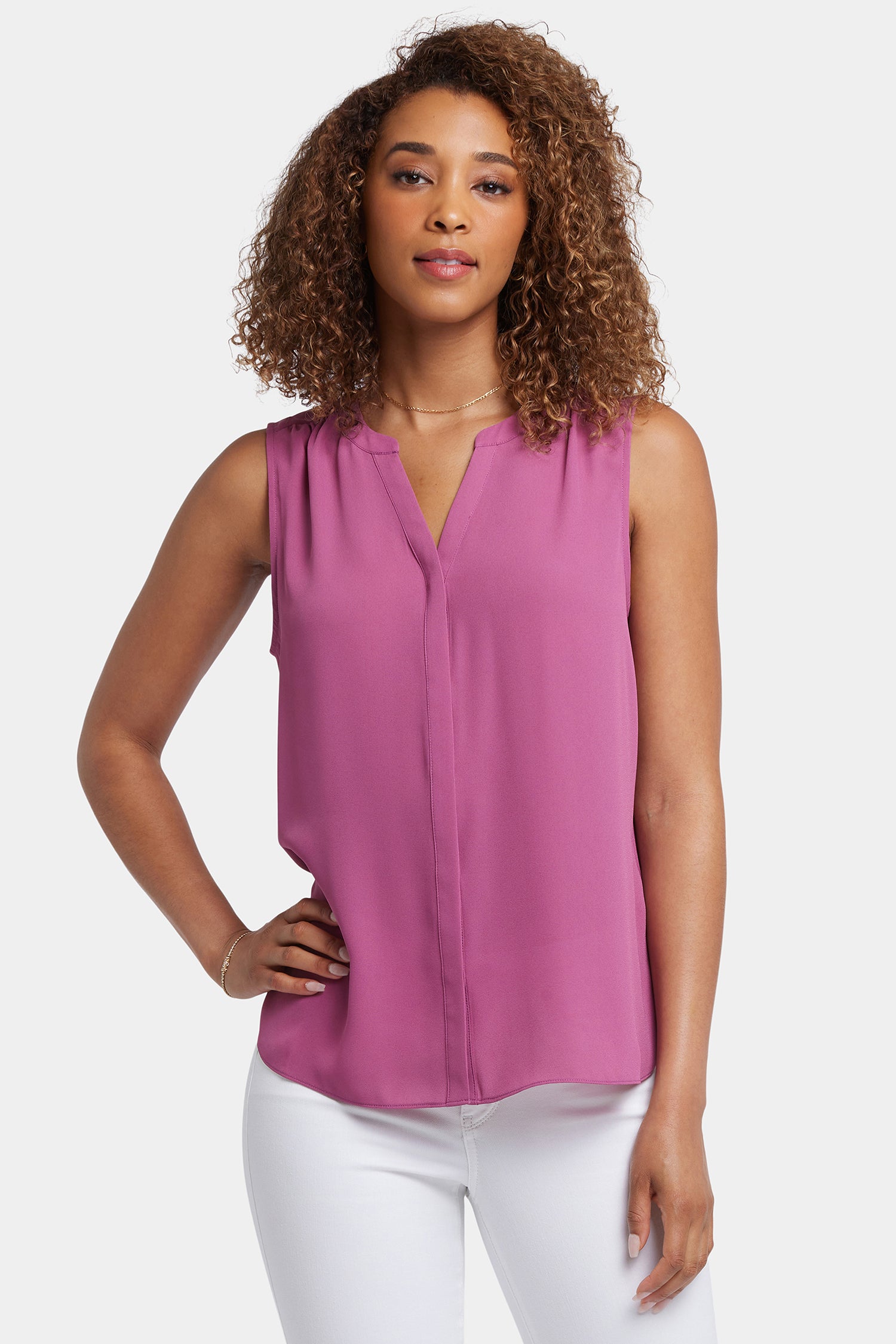 Sleeveless Pintuck Blouse - Red Violet Purple | NYDJ