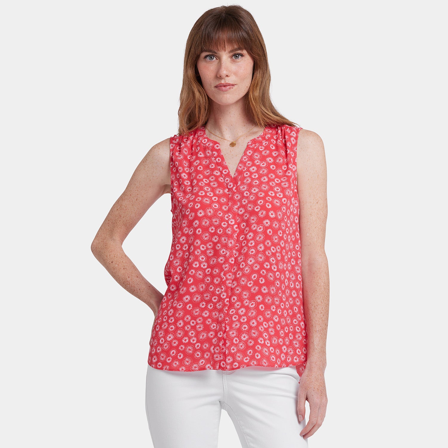 (取寄) エヌワイディージェイ レディース スリーブレス ピンタック ブラウザ NYDJ women Sleeveless Pintuck Blouse Marisol NYDJ Women's Petite Sleeveless Pintuck Blouse, Endless Sea