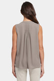 NYDJ Sleeveless Pintuck Blouse  - Saddlewood