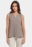 NYDJ Sleeveless Pintuck Blouse  - Saddlewood