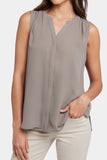 NYDJ Sleeveless Pintuck Blouse  - Saddlewood