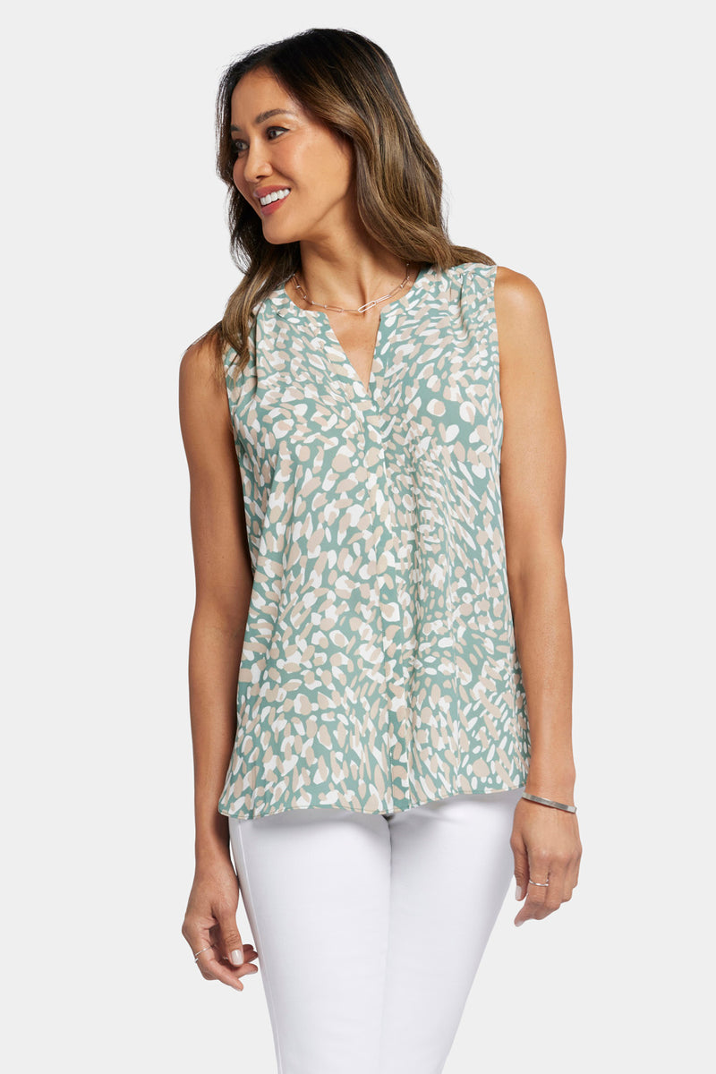 Sleeveless Pintuck Blouse - Endless Sea Blue | NYDJ