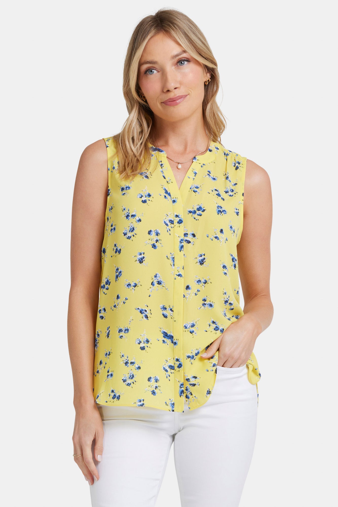 NYDJ Sleeveless Pintuck Blouse   - Mimosa Park