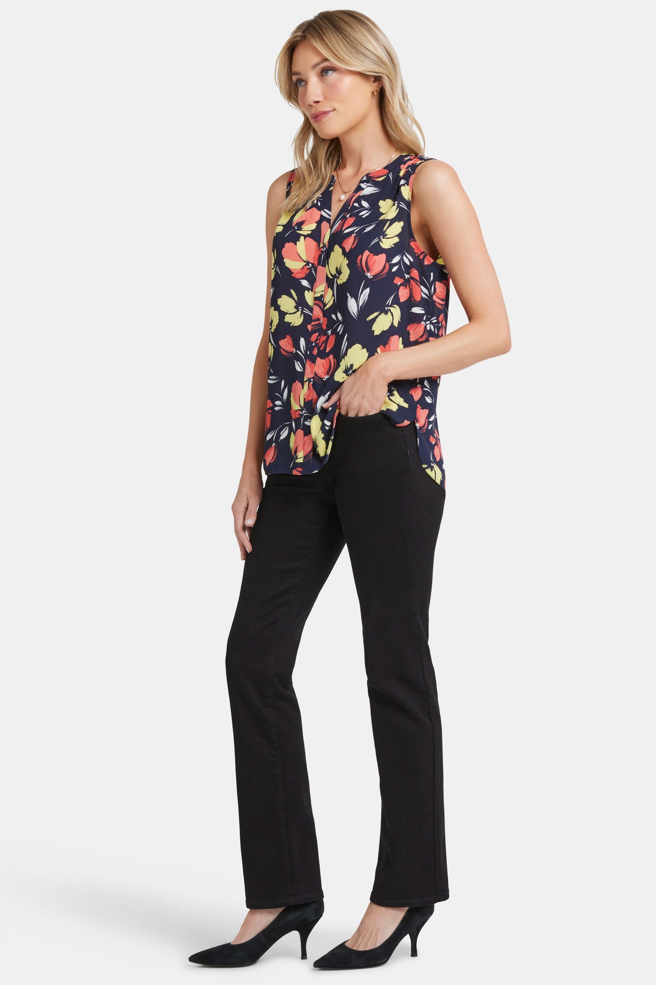 NYDJ Sleeveless Pintuck Blouse   - Isla Blooms