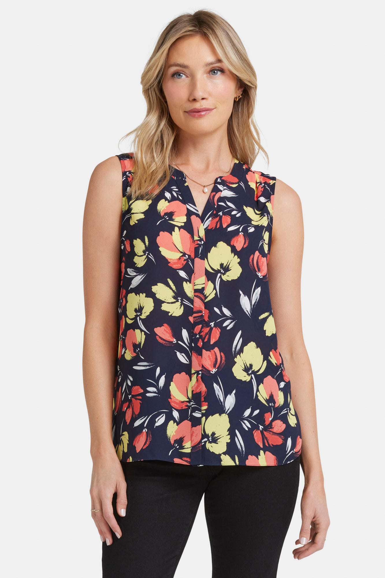 NYDJ Sleeveless Pintuck Blouse   - Isla Blooms