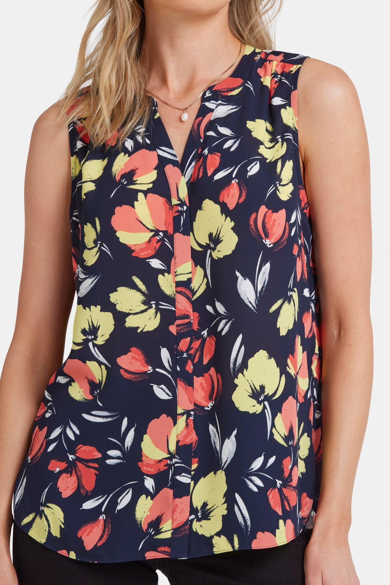 NYDJ Sleeveless Pintuck Blouse   - Isla Blooms