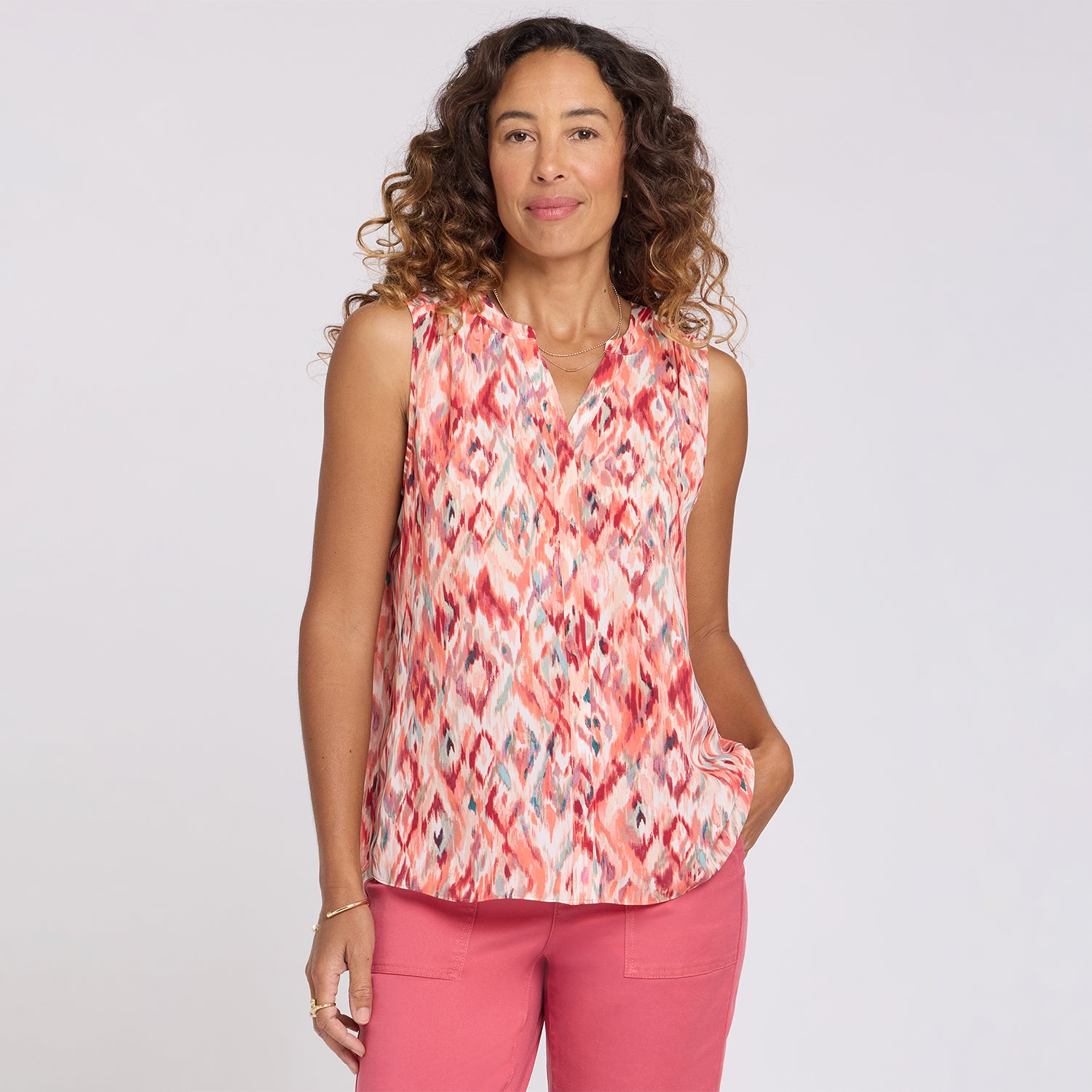 Sleeveless Pintuck Blouse - Mojave Mirage Pink | NYDJ
