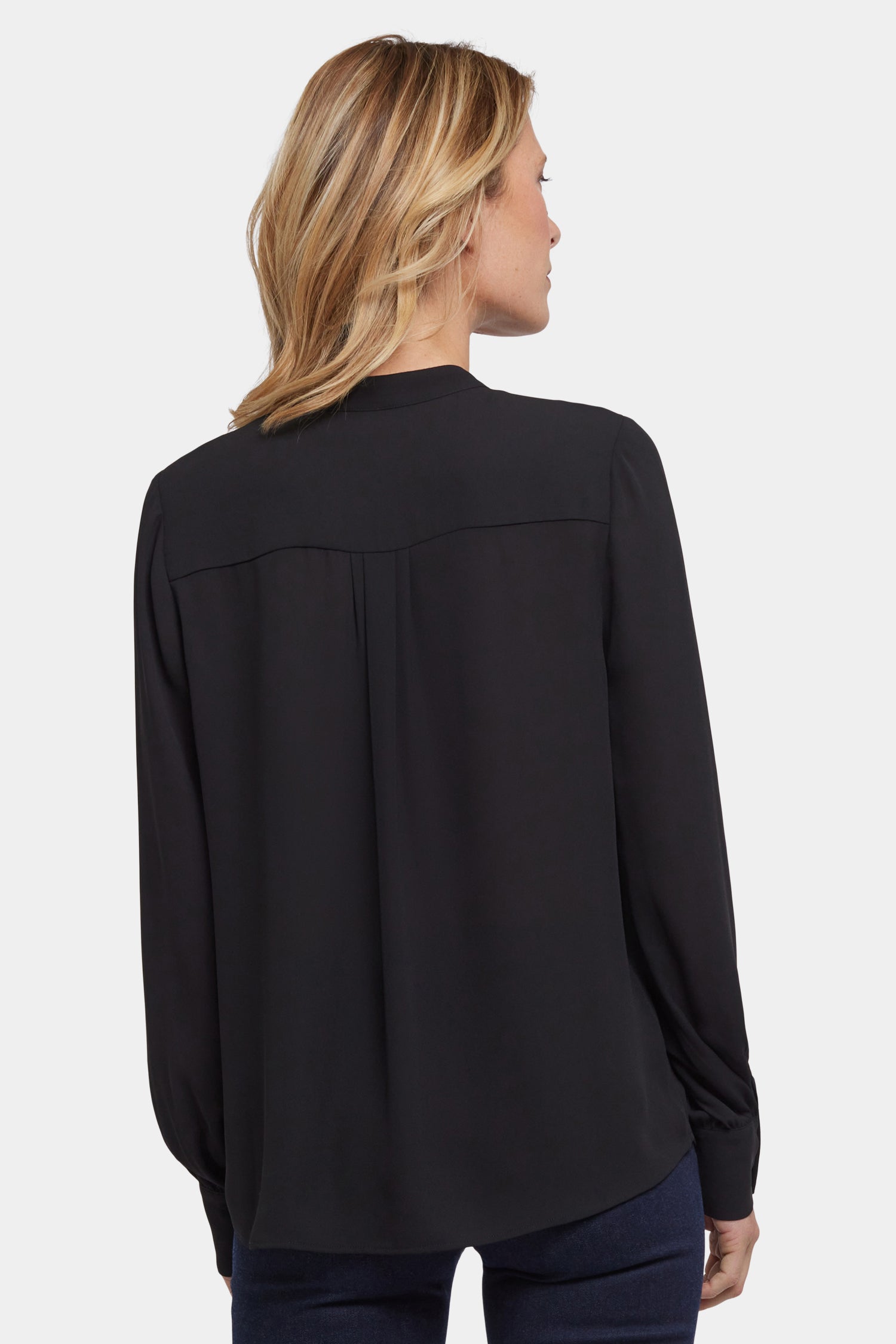 NYDJ Tie-Neck Blouse  - Black