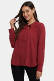 NYDJ Tie-Neck Blouse  - Claret Dots