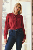 NYDJ Tie-Neck Blouse  - Claret Dots