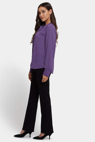 NYDJ Tie-Neck Blouse  - Grape Royale