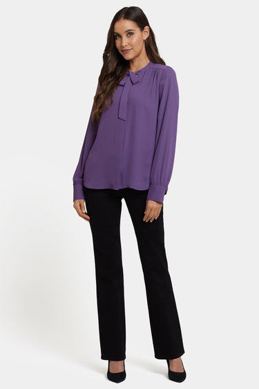 NYDJ Tie-Neck Blouse  - Grape Royale