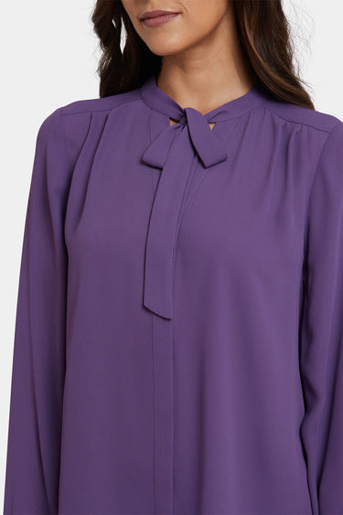 NYDJ Tie-Neck Blouse  - Grape Royale
