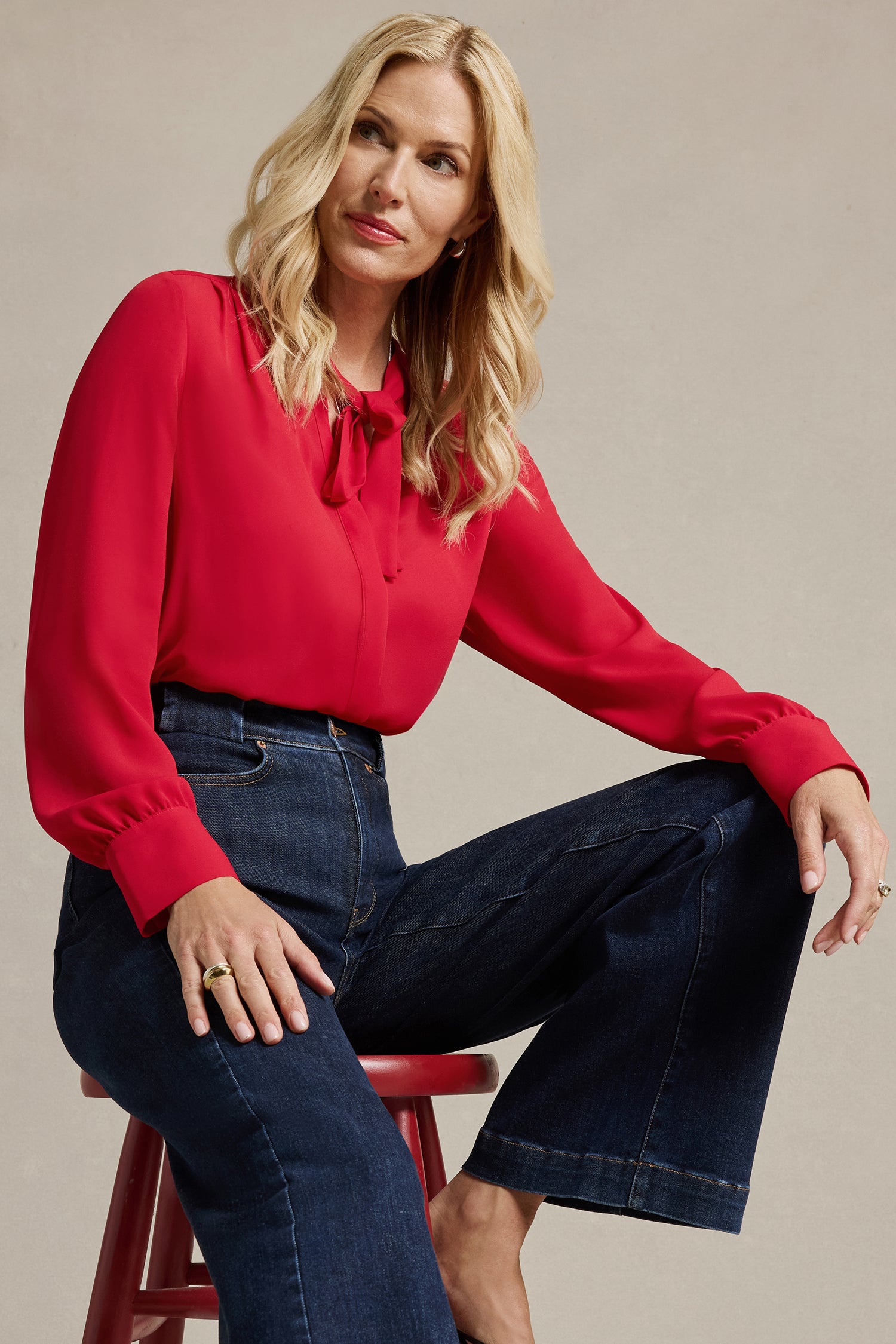 NYDJ Tie-Neck Blouse  - Passion