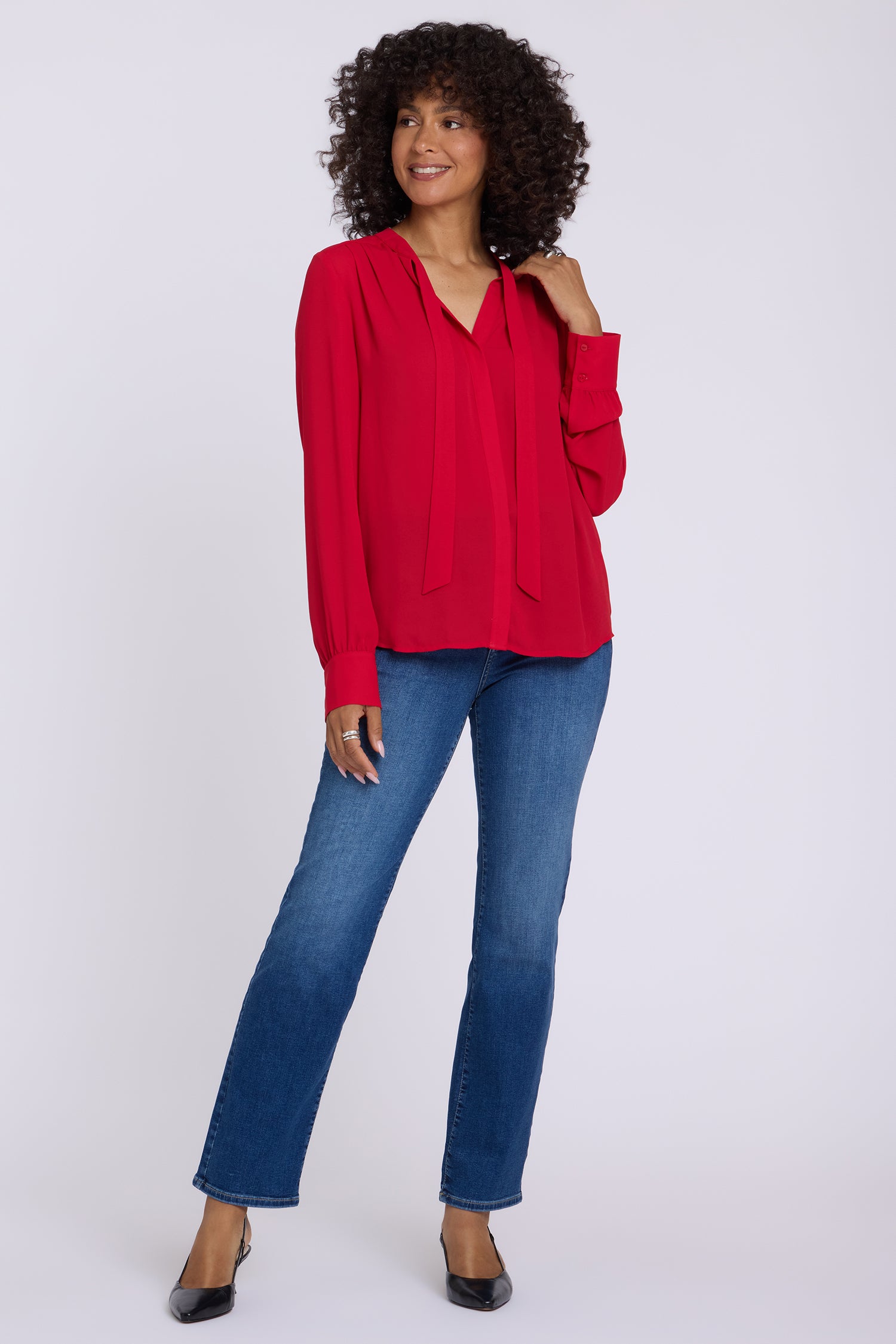 NYDJ Tie-Neck Blouse  - Passion