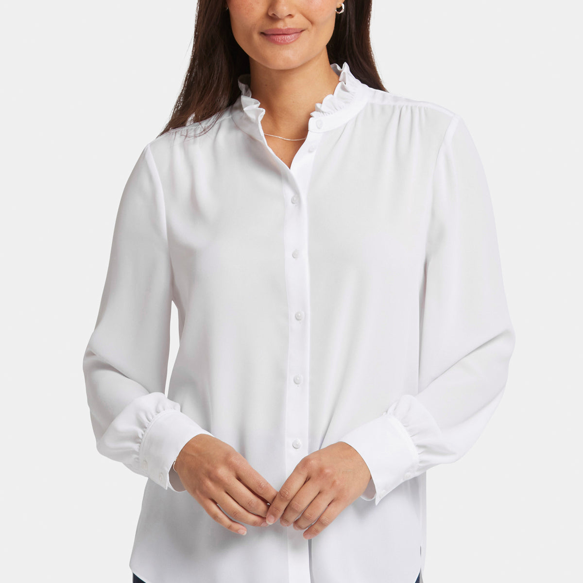 Ruffle Neck Blouse - Optic White