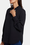 NYDJ Ruffle Neck Blouse  - Black