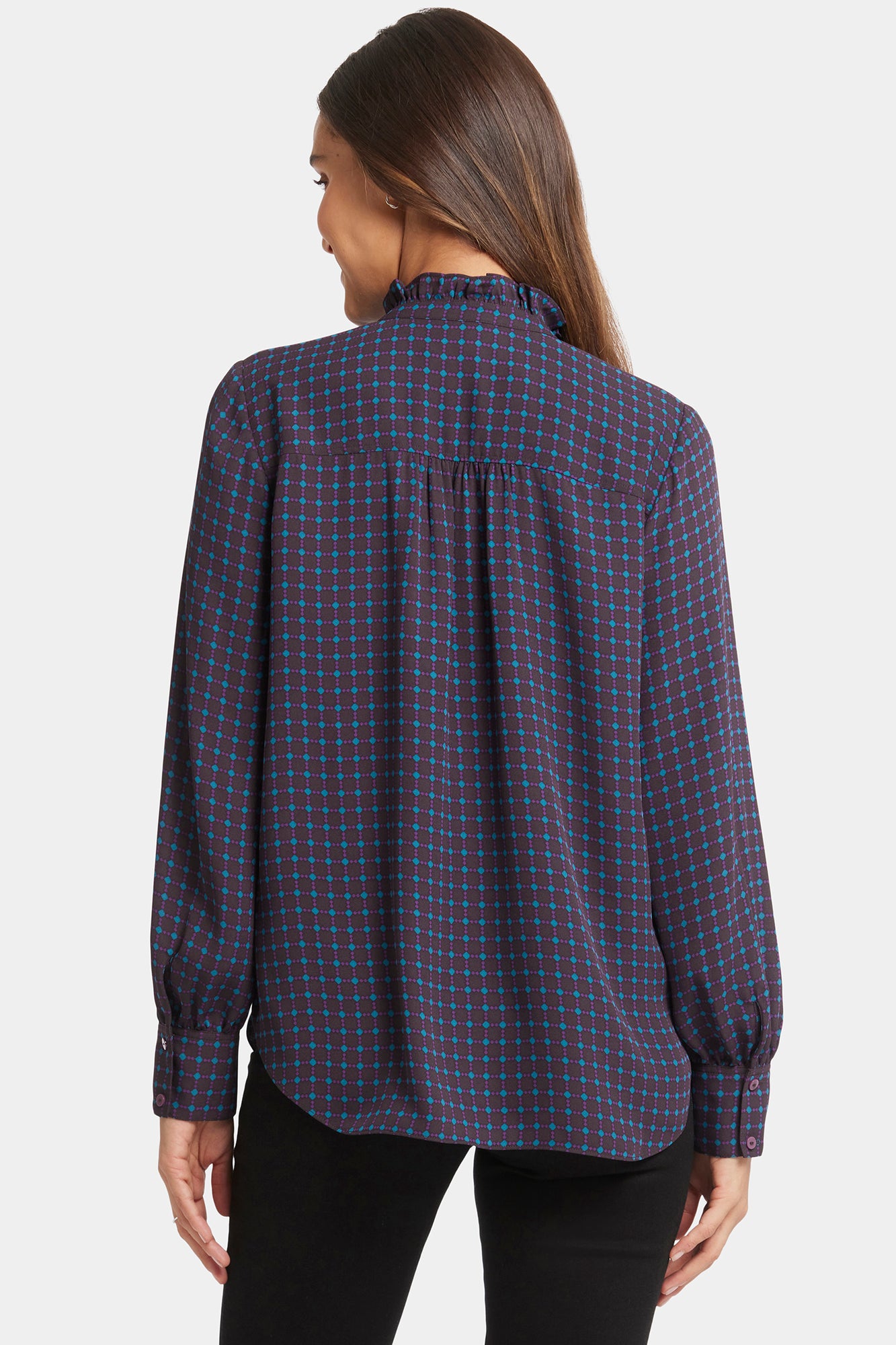 NYDJ Ruffle Neck Blouse  - Plum Trail