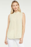 NYDJ Sleeveless Ruffle Neck Blouse  - Butter