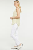 NYDJ Sleeveless Ruffle Neck Blouse  - Butter