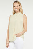 NYDJ Sleeveless Ruffle Neck Blouse  - Butter