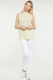 NYDJ Sleeveless Ruffle Neck Blouse  - Butter